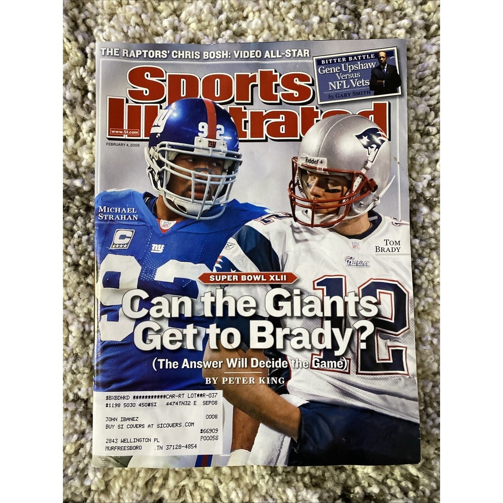 Sports Illustrated Feb 04, 2008‎ NFL Michael Strahan Tom Brady cover Patriots
